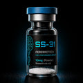 SS-31 10 mg v modrej laboratórnej ampulke ako výskumná zlúčenina pre štúdium mitochondrií a bunkovej energie